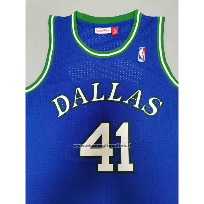 Maglia Dallas Mavericks Dirk Nowitzki #41 Mitchell & Ness 1998-99 Blu